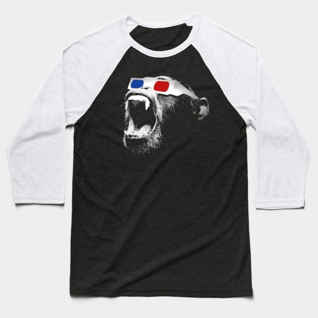 3D Chimp Baseball T-Shirt by robotface